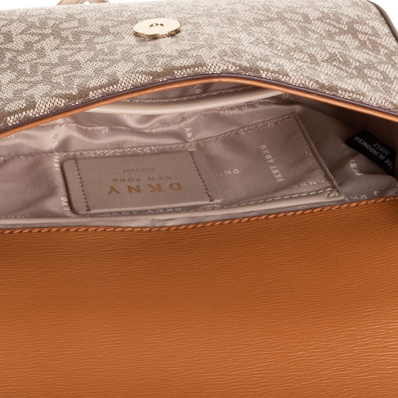 DKNY Bryant Md Flap Xbody Brown Logo Caramel TheShoe.gr